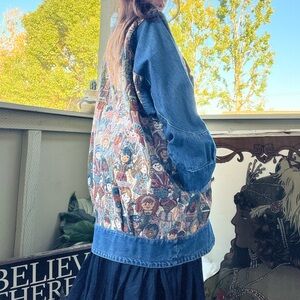 90s Vintage Denim Tapestry Jacket Blue Jean 1980’s USA Nadia